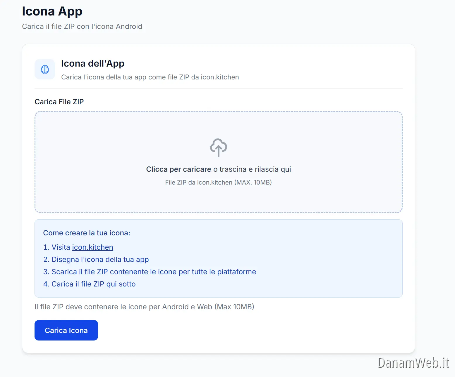 Come caricare l'icona dell'app